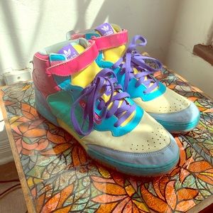 Colorblock Adidas high top sneakers